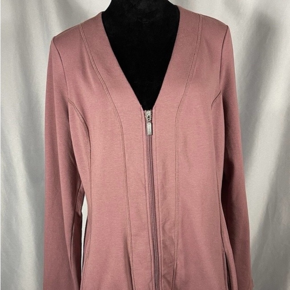 D & Co Active Zip-Front Long Sleeve Jacket with brown 3/4 top